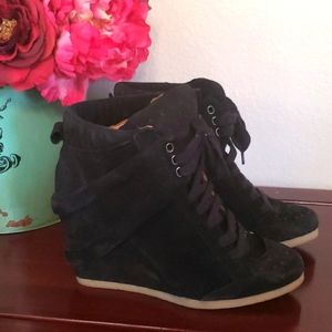 ZARA Basic collection black suede sneaker bootie